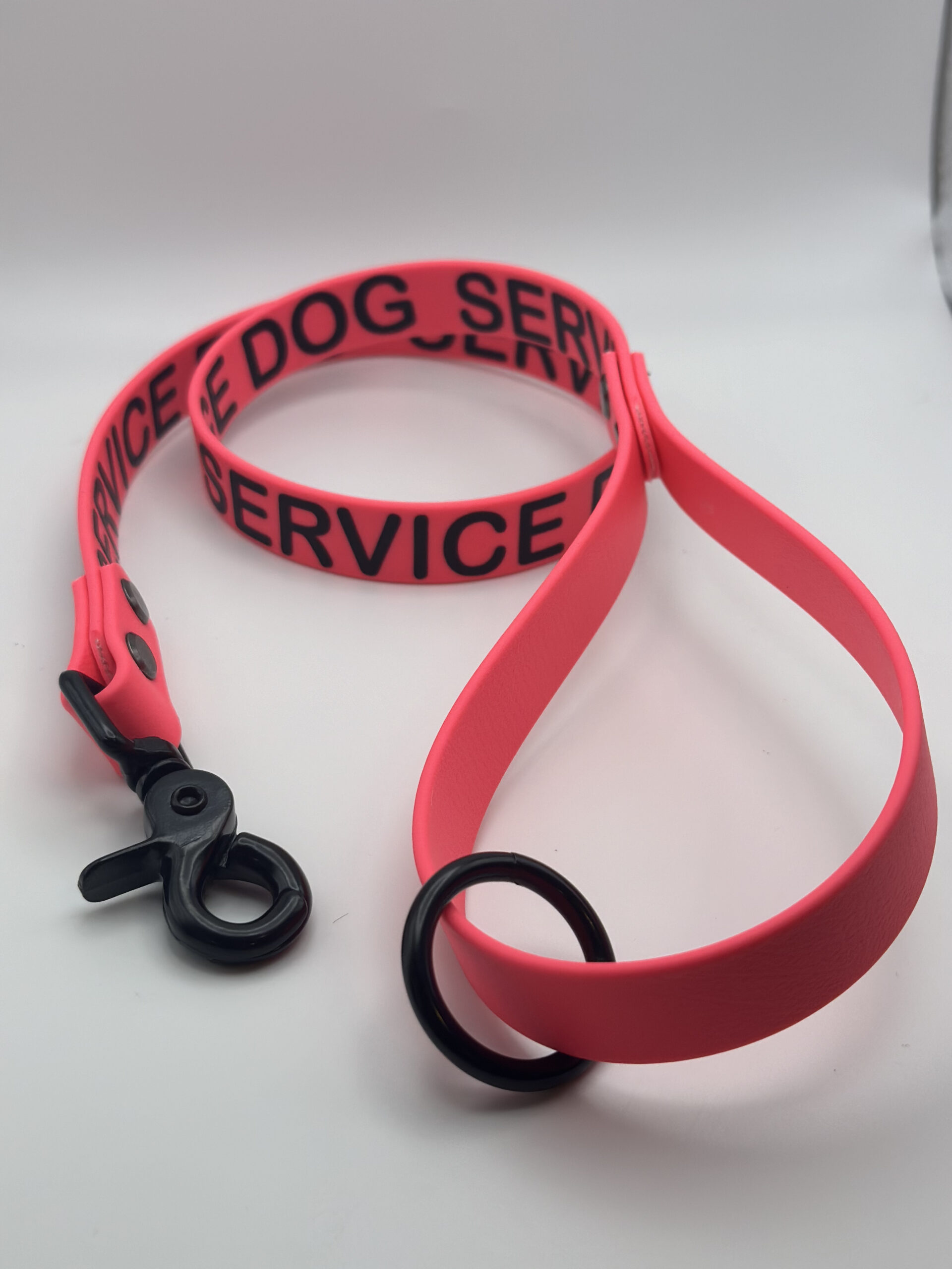 Pink 521 Working "Service Dog" leash w/black hardware - PREMADE 